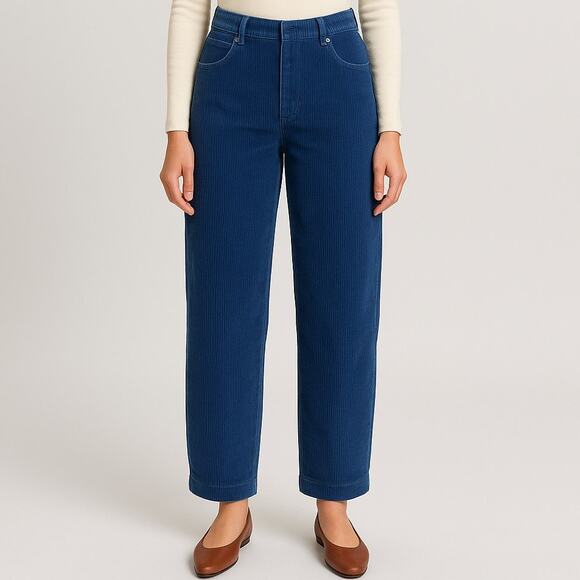 FREE PEOPLE navy blue relaxed fit button fly corduroy pants size 26 fall winter - Picture 1 of 7
